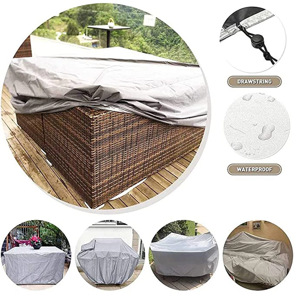 Multi-Size Garden Furniture Cover, Garden Table and Chair Protective Cover, Machine, Cabinet Cover, Waterproof Silver Sofa Cover