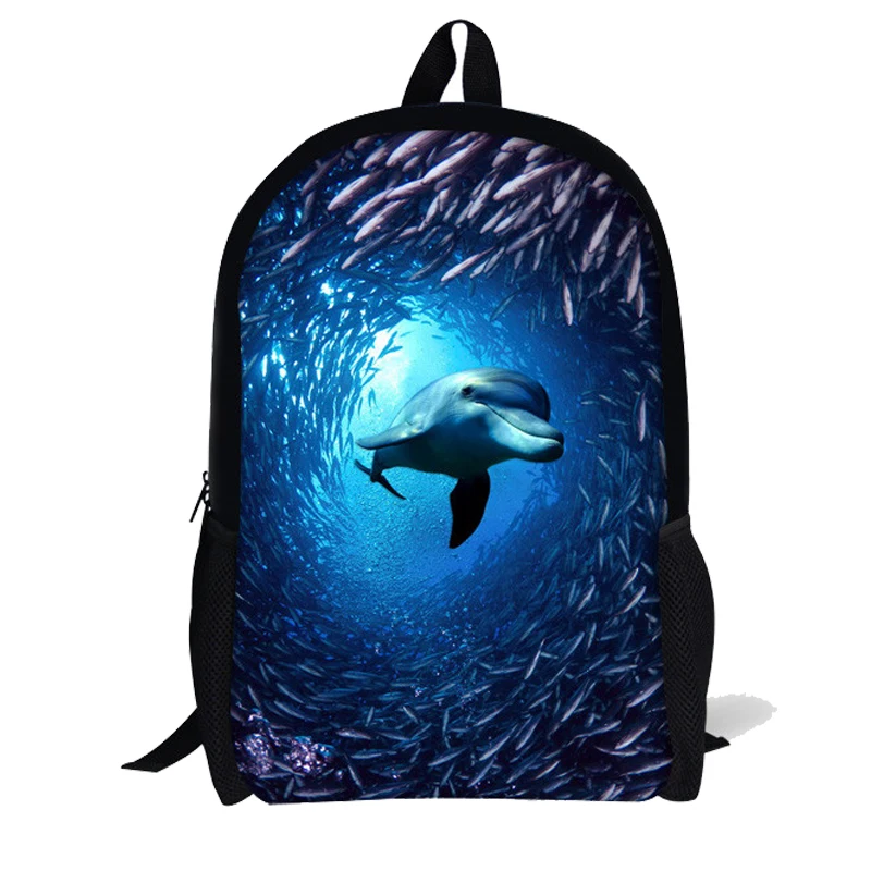 Ocean Dolphin Printing School Bag for Teenager Girls Boys Trendy Fashion Primary Kids Backpack Schoolbags Children Bookbags Blue