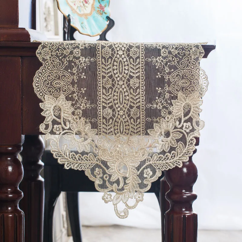 

European Lace Embroidery Rectangular Tablecloth Table Runner LCD TV Makeup Cabinet Piano Cover Cloth Home Villa Decoration Nappe