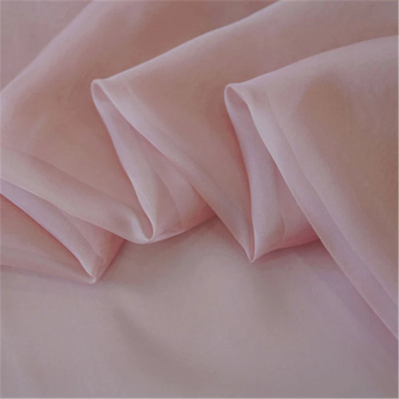 

140cm Width Pure Soft Plain Solid Dyed Color Real 100% Pure Silk Chiffon Fabric for Breathable Dress Scarf