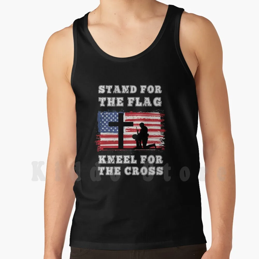 Stand For The Flag Kneel For The Cross American Flag Patriotic Tank Tops Vest Sleeveless Stand For The Flag