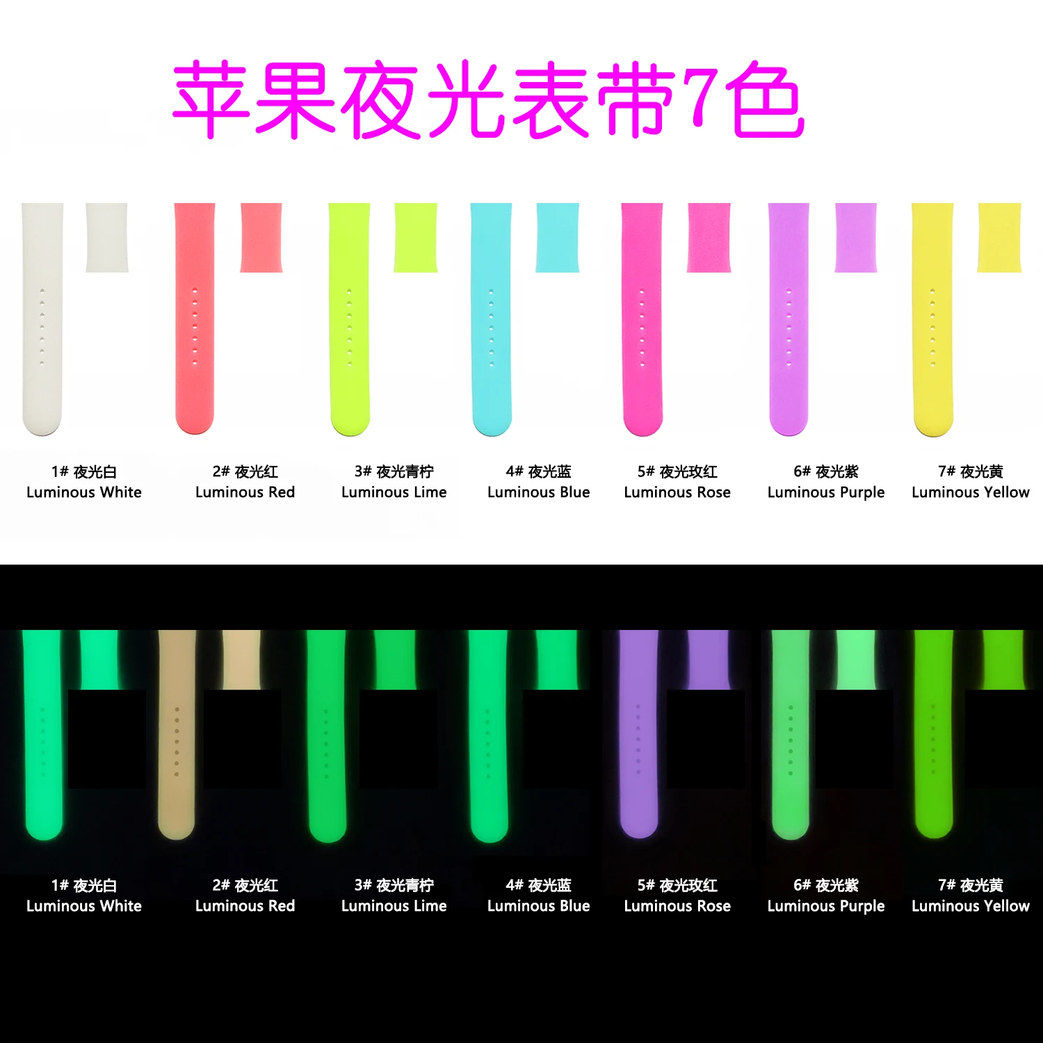 NEW Glow in The Dark Band For APPLE WATCH SERIES 7, Silicone Watch Strap Fluorescence Band for iWatch Band Series 5/4/3