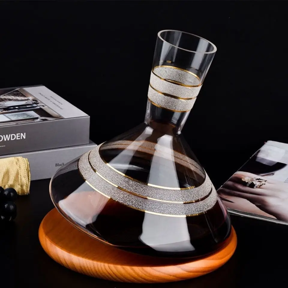 

Rotary decanter wine set tumbler wine awaking device wine personality creativity with base wine decanter