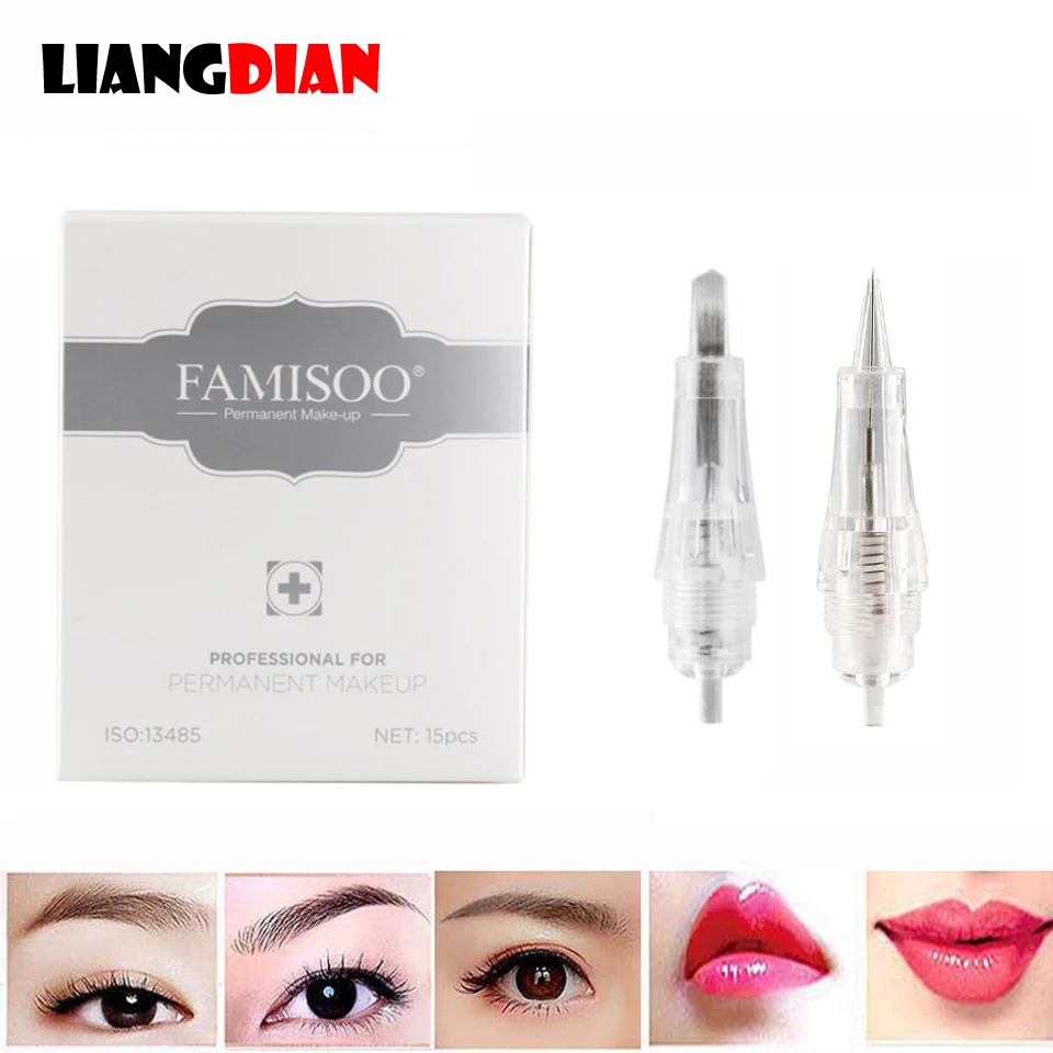 15 ピース/箱滅菌使い捨て針カートリッジ Famisoo NFPOP デジタルタトゥーマイクロナノ針永久 Microblading メイク