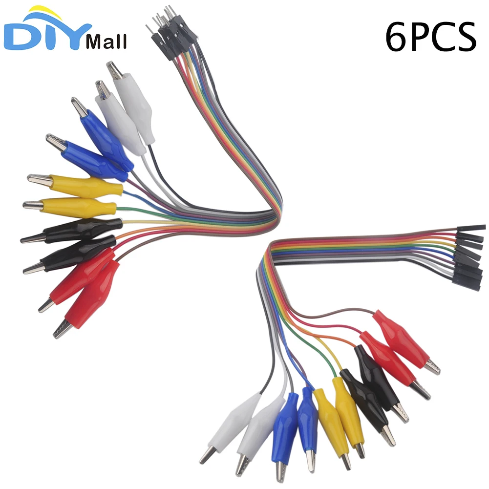 6PCS 10pin Alligator Clip to Male/Female Jumper Wire Dupont Cable Crocodile Clip for Test Lead For Arduino Raspberry pi