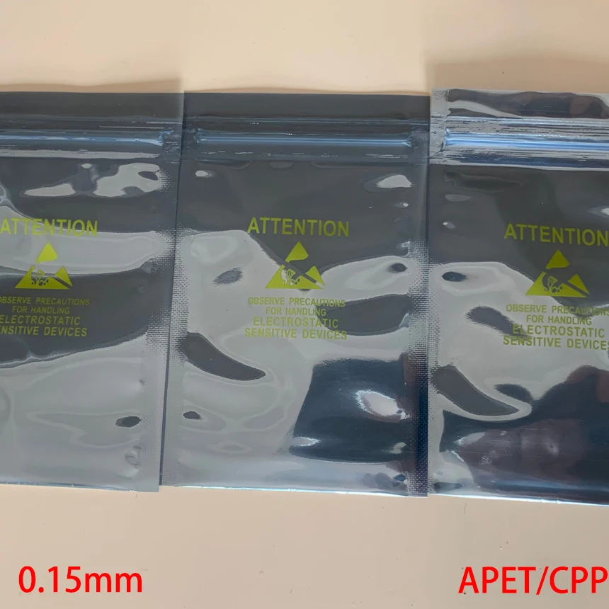 

6*9cm 6x9cm 6*15mm 6x15cm AL APET CPP Self Seal ZipLock Zip Lock Translucent ATTENTION Printed ESD Anti Static Pouch Storage Bag