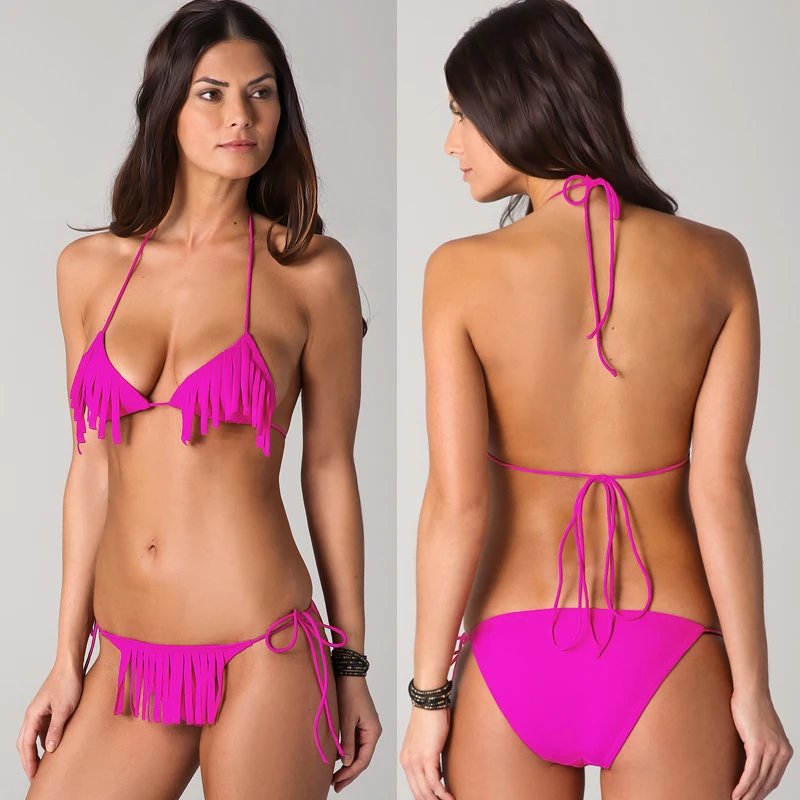 

2021 Fully Set Fringe Bikini Set Sexy Lady Swimsuit Two - Piece Bathing Suits Popular Tassels Biquinis Women Swimming Suit