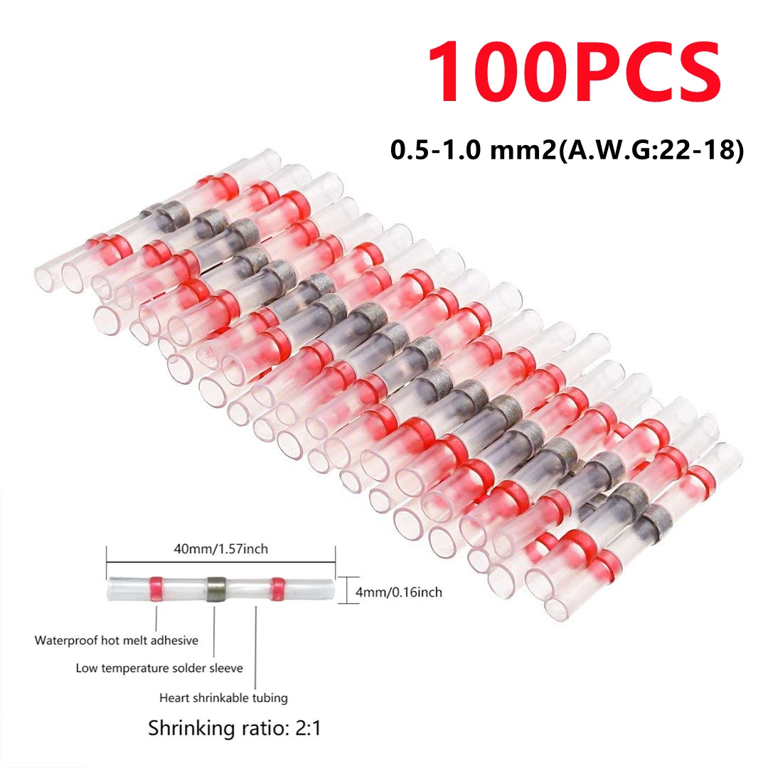 Manguito de sellado de soldadura a prueba de agua, conectores a tope termorretráctiles, terminales de empalme, Conector de cable eléctrico de