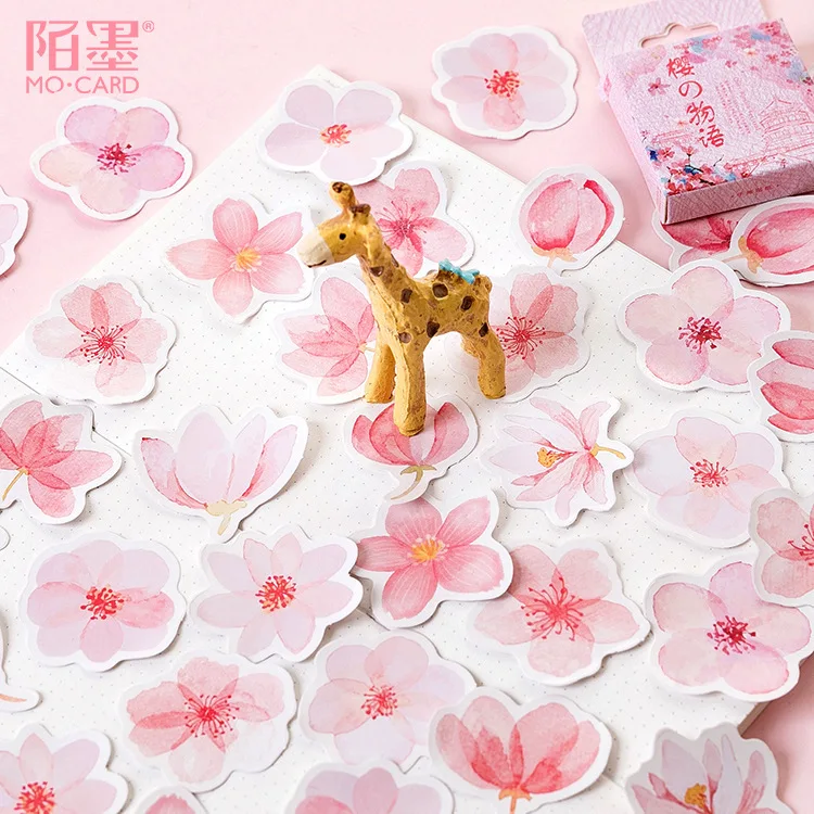 45 Pcs Sakura Scrapbook Stickers Mini Size Cherry Blossom Diy Decoration Stickers For Scrapbooking Notebooks Laptop Travel Case