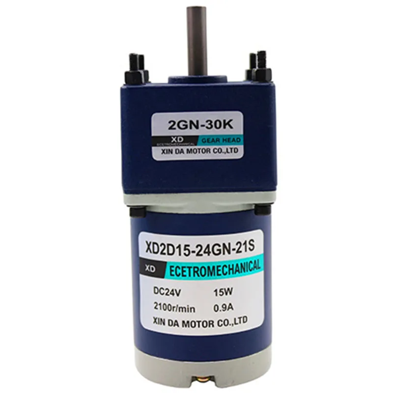 Peredam gir DC 15W motor 12V 24V, motor CCW CW kecepatan torsi tinggi dapat disesuaikan
