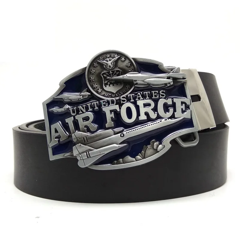 

UNITED STATES AIR FORCE Metal Buckle Man Belt Black PU Leather Casual Jeans Western Cowboy Fashion Accessories Cool Gifts
