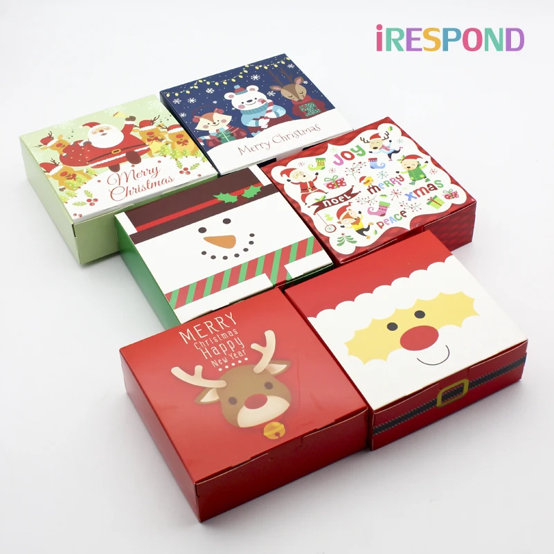 

10pcs Merry Christmas Favour Gift Box Packaging Snowman Santa Claus Kids Toys Xmas Decor Gift Candy Boxes New Year Eve Party