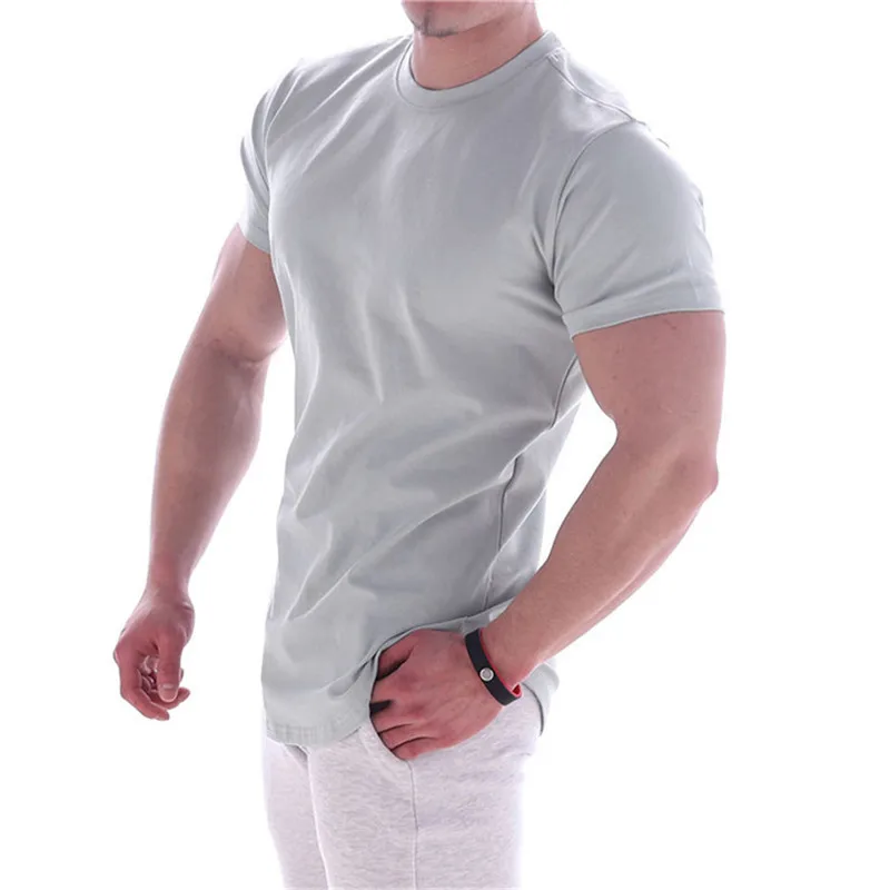 Camiseta deportiva de manga corta para hombre, camisa de secado rápido para gimnasio, entrenamiento de culturismo, ropa de verano, 2024