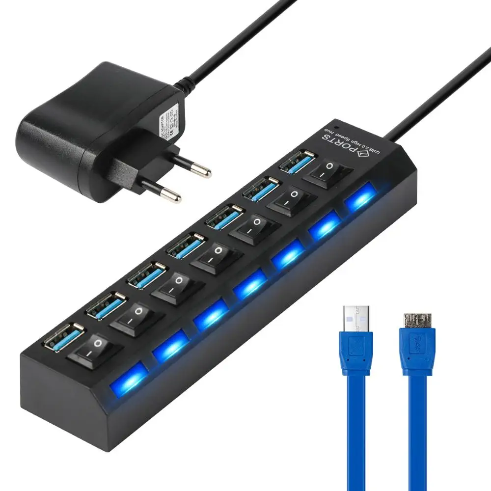 7-port/4ports USB 3.0 Multi Charger HUB With Power On/Off Switch High Speed Adapter Cable For PC Laptop High Quality GT