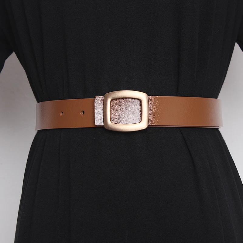 Women's runway fashion gold buckle genuine leather Cummerbunds female Dress Corsets Waistband Belts decoration belt TB1260