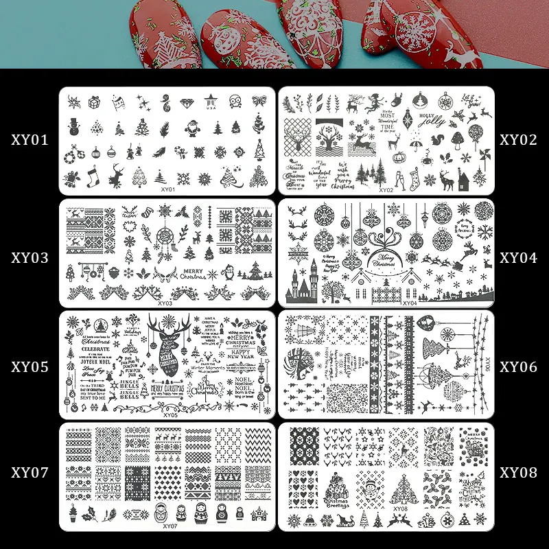 Nail Art Templates Stamping Plate Halloween Printing Stencil Manicuring Tool Christmas Xmas Flower Overprint Nail Stamp