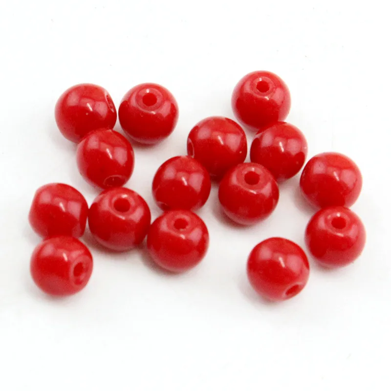 4/6/8/10MM Imitate Red Coral Glaze Beads Loose Round Spacer Beads For Jewelry Making DIY Bracelet Necklace Handmade Accessories