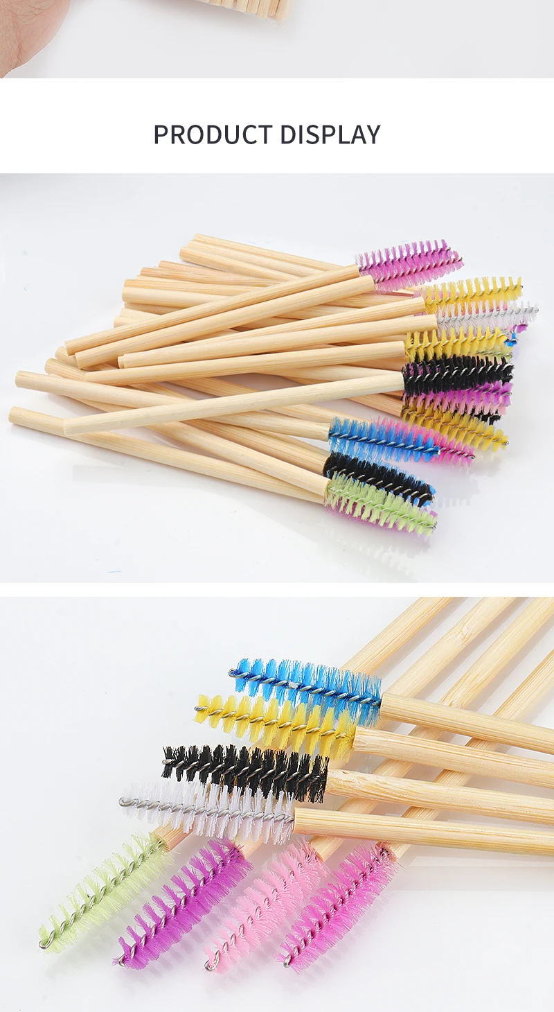 50Pcs Lash Pinsel Einweg Applikatoren Wimpern Verlängerung Pinsel Make-Up Liefert Werkzeug Bambus Griff Micro Spoolie Augenbraue Pinsel – Detail 9