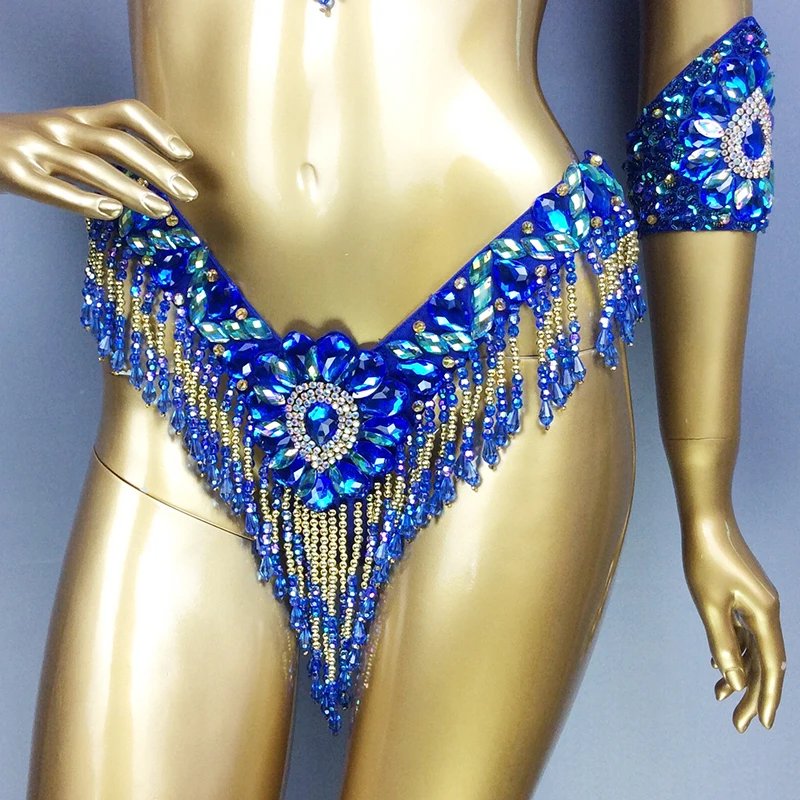 Sexy Samba Carnival Costumes Handmade Beaded Bra&Thong Set Women Outfit Belly Dance Clothes Nightclub Party Showgirl dance wear