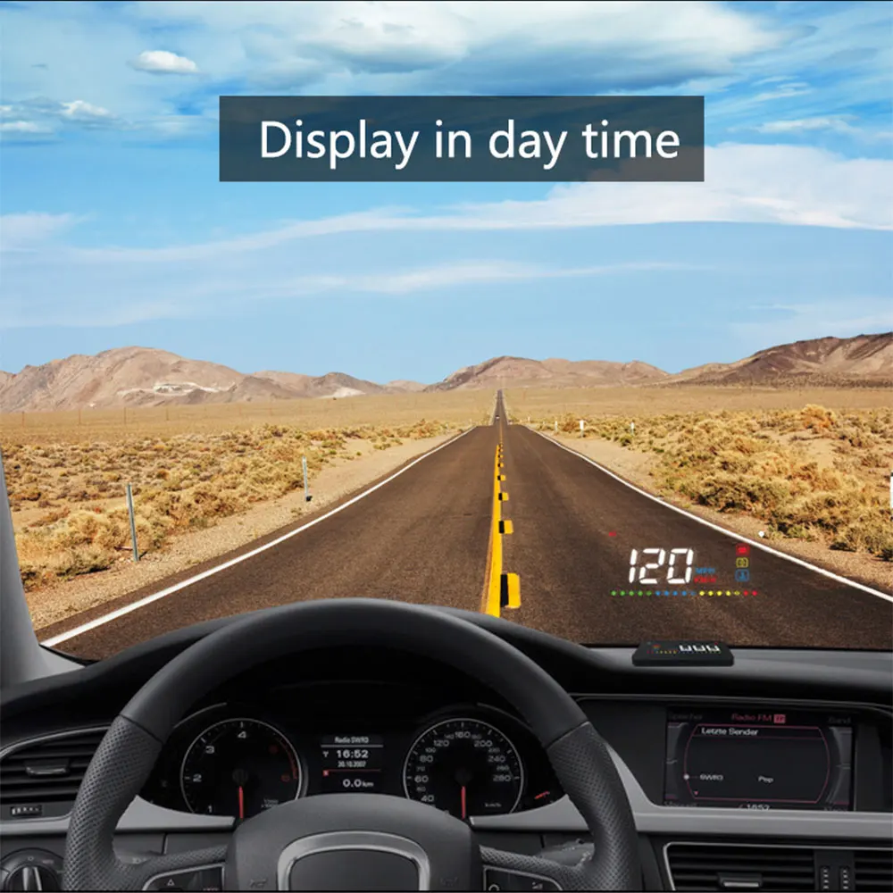 On-board computer hud display car head up display obd2 display speedometer obd2 temperature water Projection on the windshield