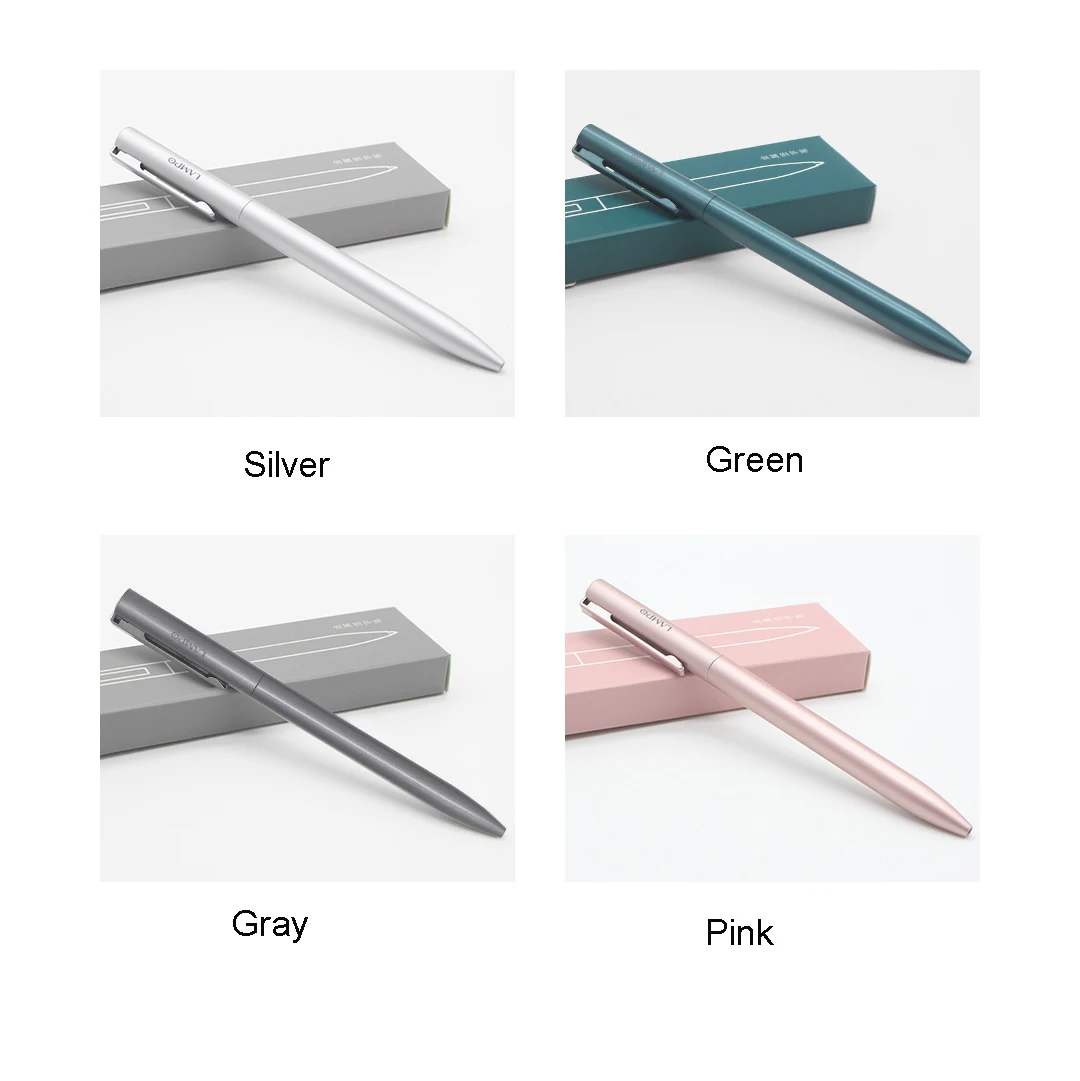 Youpin LAMPO Logam Berputar Pena Gel dengan Isi Ulang untuk Xiaomi Logam Tanda Pena Bisnis Kantor Lucu Pучка Caneta Alat Tulis Sekolah