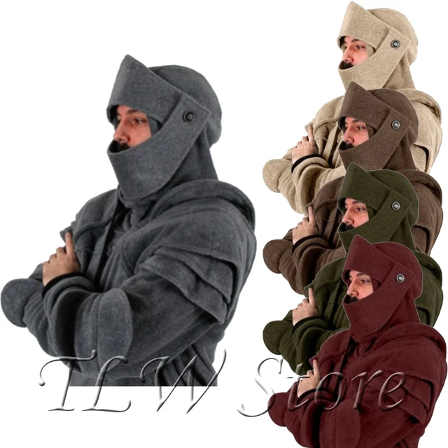 Cosplay medieval Armor Hoodie vintage warrior soldier knight mask armor knee Sweater top jacket Sweatshirt for men costumes AliExpress 200000532