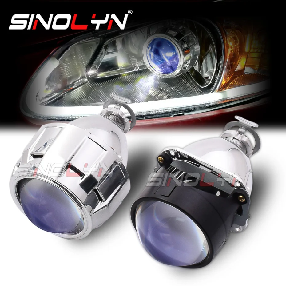 Sinolyn 2.5 Inch Bi Xenon Blue HD Projector Lenses For H7 H4 Headlights Auto H1 HID Headlamps Car Accessories Motorcycles Tuning