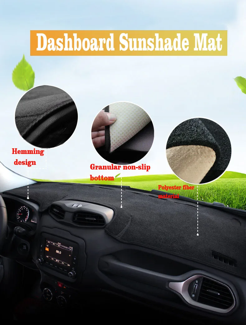 Für Jeep Renegade BU 2015-2025 Auto-Armaturenbrett-Abdeckmatte Sonnenschutz-Pad Instrumententafel-Teppiche Anti-UV Auto-Zubehör – Detail 4