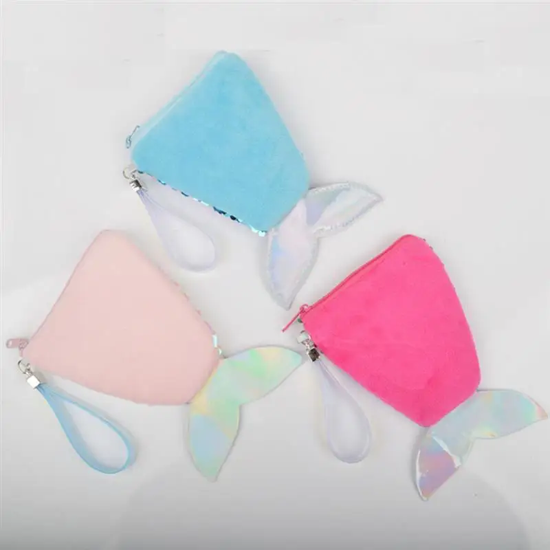 2019 New Fashion Children Coin Purse Mini Paillette Coins Wallet Mermaid Tail Sequins Money Bags Cartoon Change Wallets Kid Gift