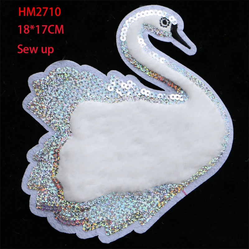 Patch di flanella di colore farfalla cigno paillettes icona toppe Applique ricamate per vestiti kawaii ferro fai da te su badge su uno zaino