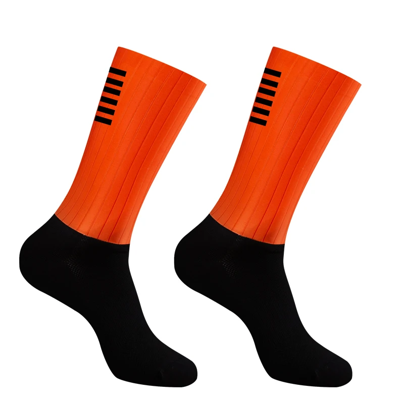 YKYWBIKE Anti Slip Silicone Aero Socks Whiteline Cycling Socks Men Bicycle Sport Running Bike Socks