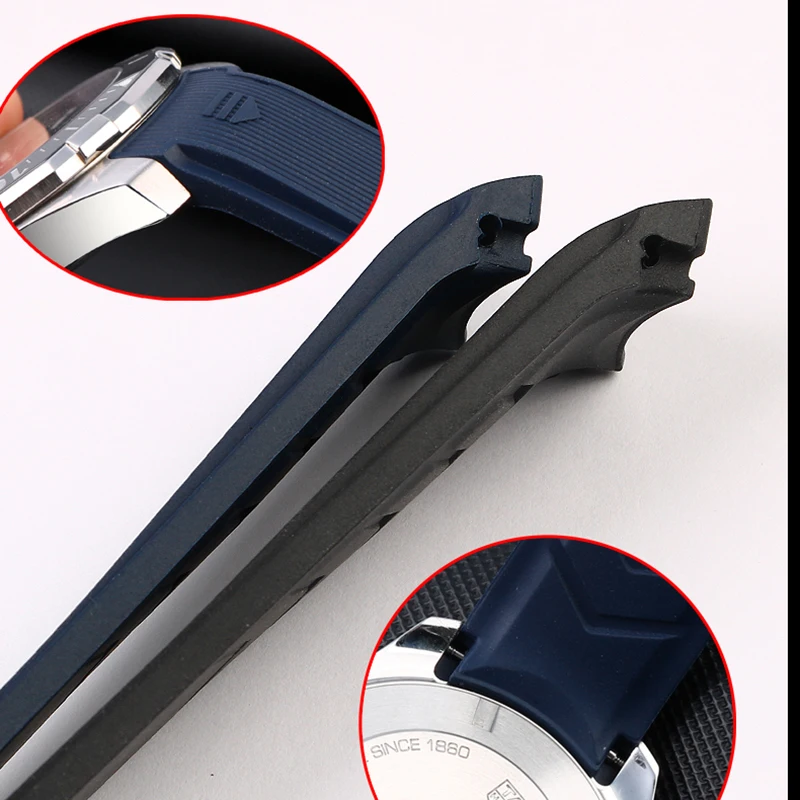 The silicone watch strap for T-AG Heuer Jingqian way201 series Calella arc rubber strap for men\'s 22mm Waterproof watchband