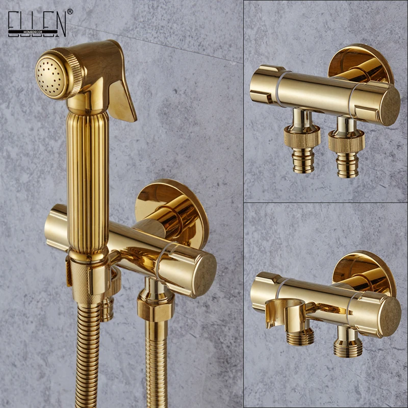 

Gold Bidets Faucet Sprayer Toilet Corner Valve Handheld Hygienic Garden Faucet Bidet Head Pet Sprayer Airbrush Tap EL010