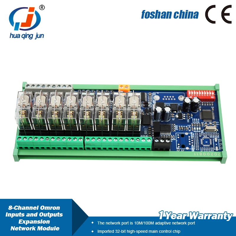 

Huaqingjun 8-Channel RS485 Inputs Outputs Relay Module Expansion Board DC12V 24V Modbus RTU Remote Control Realys for PLC