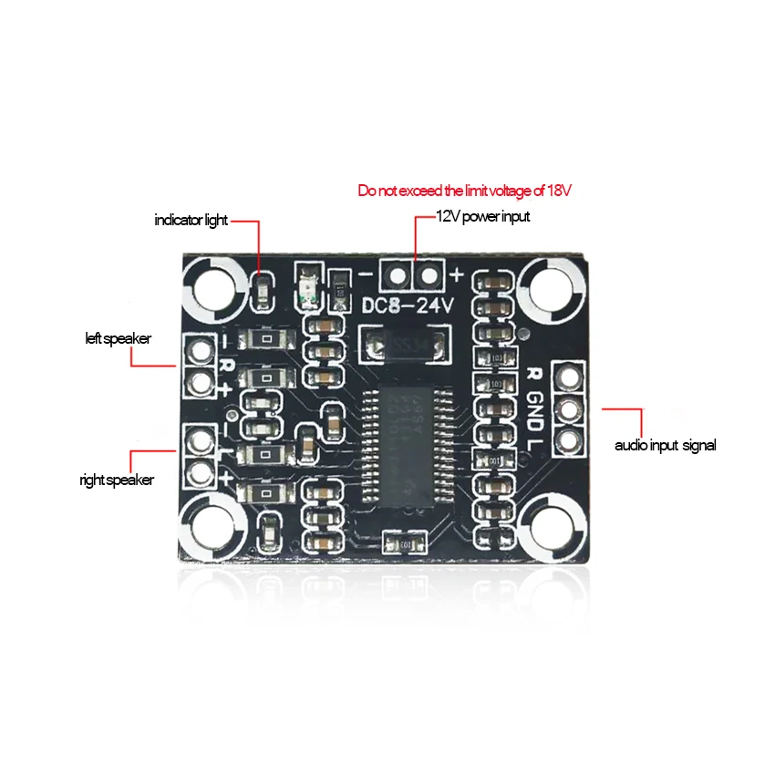 TPA3110 2x15W 3A Digital Audio Stereo Amplifier Board Module, DC 8-18V High Power Class 6 Mini Two Channel AMP Controller