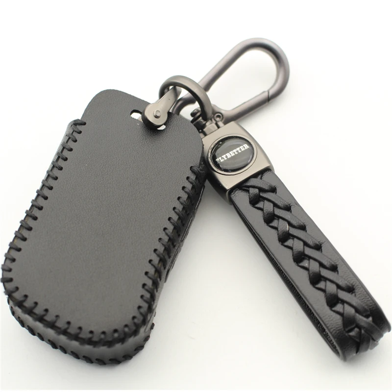 FLYBETTER Genuine Leather 4Button Key Case Cover For Starline A93/A63/A96 Two Way Car Alarm System Keychain L613