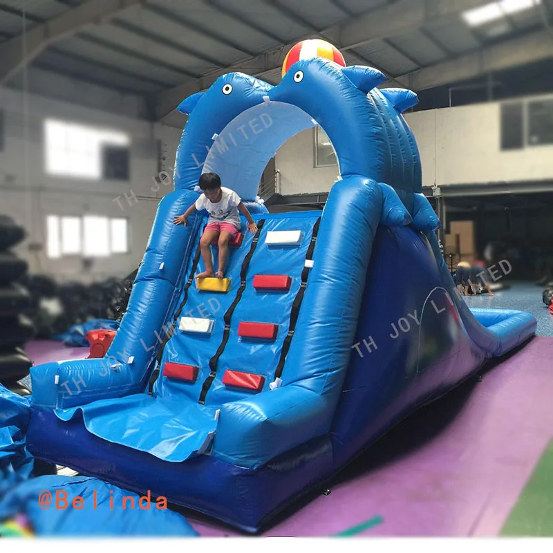 Free Sea Shipping! 2*9m Kids Inflatable Dolphin Slide With Pool For Home Backyard Use /Summer Water Game