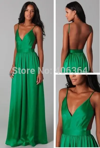 

drop shipping Sexy Hot Green V-Neck Spaghetti Strap Open Back custom made Prom Dresses 2025 New Fashion Evening Gown Party Dress