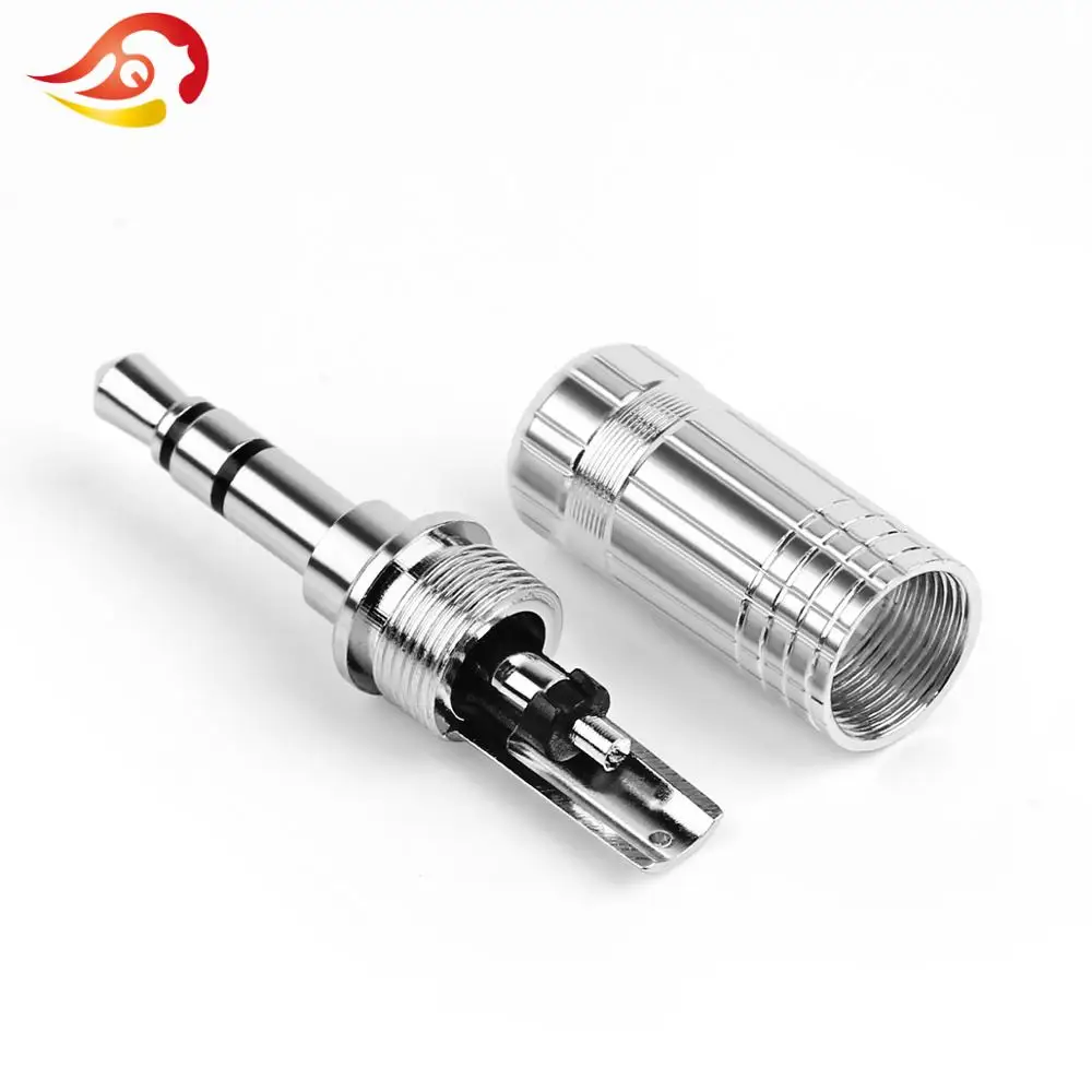 QYFANG 3.5mm Earphone Plug 3 Pole Stereo Audio Jack Gold/Rhodium Plated 6.0mm Wire Hole Adapter Headset Soldering Line Connector