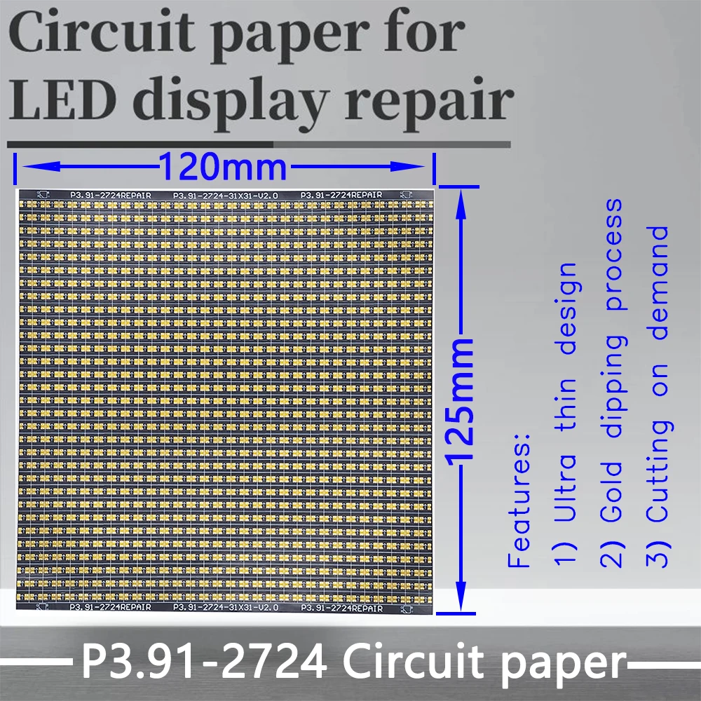 Kertas sirkuit seri P3.91, SMD1415/1515/1921/2121/2724/2525,120x125mm, digunakan untuk memperbaiki bantalan PCB rusak