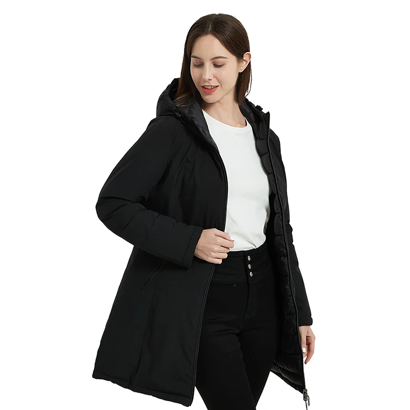 Giolshon Women Spring Puffer Jacket Warm Lightweight Hooded Long Coat Double Sided Jackets Winter Outwear