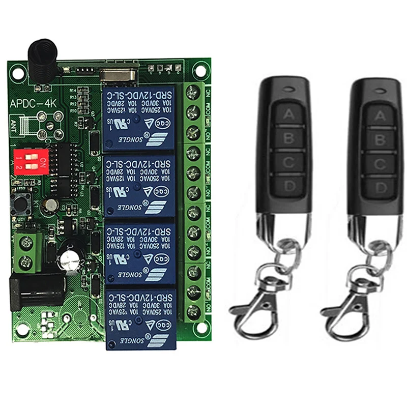 Inteligentne wiele DC 12V 24V 10A 433 MHz 4CH 4 CH 4 kanałowy przekaźnik bezprzewodowy RF pilot zdalnego sterowania odbiornik z przełącznikiem +