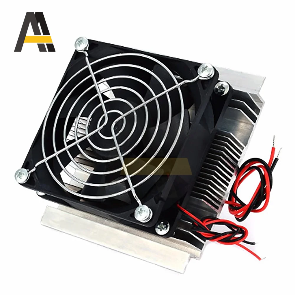 DC 12V 60W Thermoelectric Peltier Refrigeration Aluminum Cooler Semiconductor Air Conditioner Cooling System with Cooling Fan