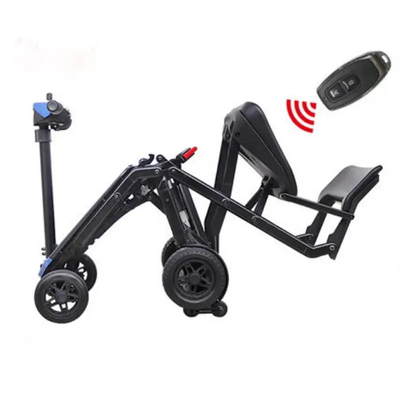 Four Wheel Electric Elderly Scooter 4 Wheels Electric Scooters 24V 120W Folding Electric Kick Scooter With Remote Control