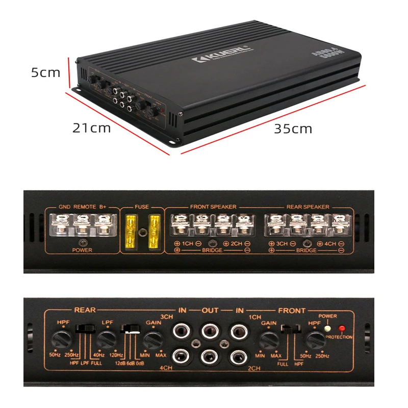 Class AB High-power 4*100W รถเครื่องขยายเสียง 4ohm อัพเกรดและการปรับเปลี่ยน DC12V รถ Four-way เครื่องขยายเสียง