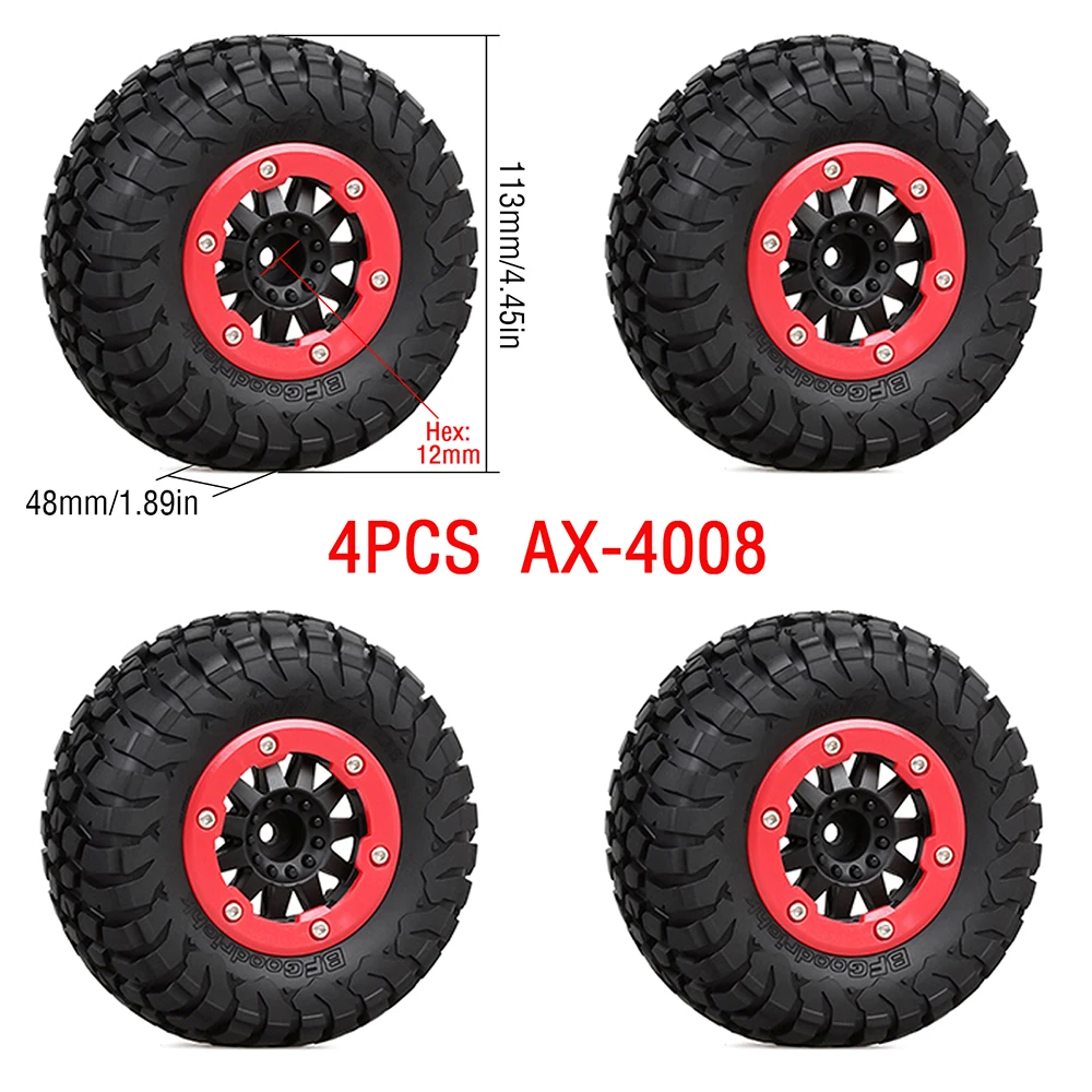 110mm RC Car Beadlock Rubber Tires Wheel Rim Set for 1/10 Short Course Truck ARRMA SENTON 550 MEGA XLH 9125 Traxxas Slash