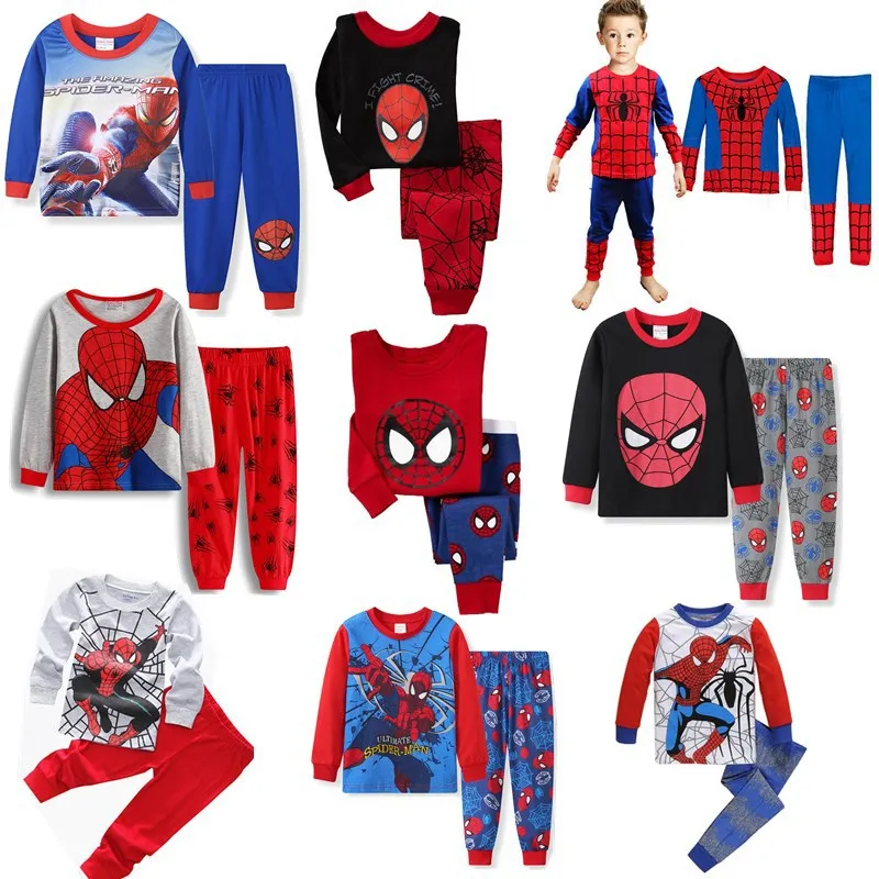 Spiderman cartoon children's long sleeve pajamas Sleepwear hero League home wear boys' underwear two piece suit pajamas