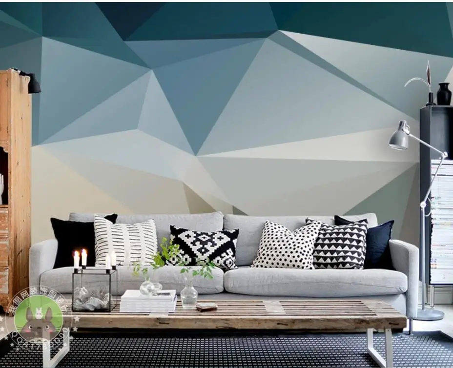 wallpaper for walls 3 d for living room 3D stereo geometric square TV background wall