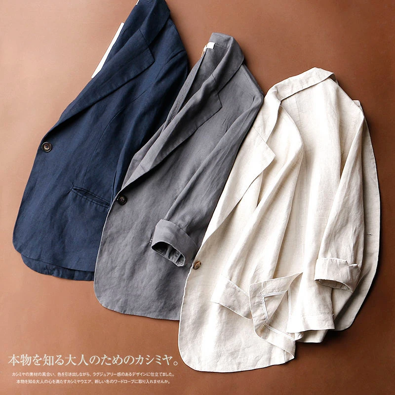 Spring and Summer Small Suit Jacket Women's Cotton and Linen Korean Version One Button Loose and Versatile Suit