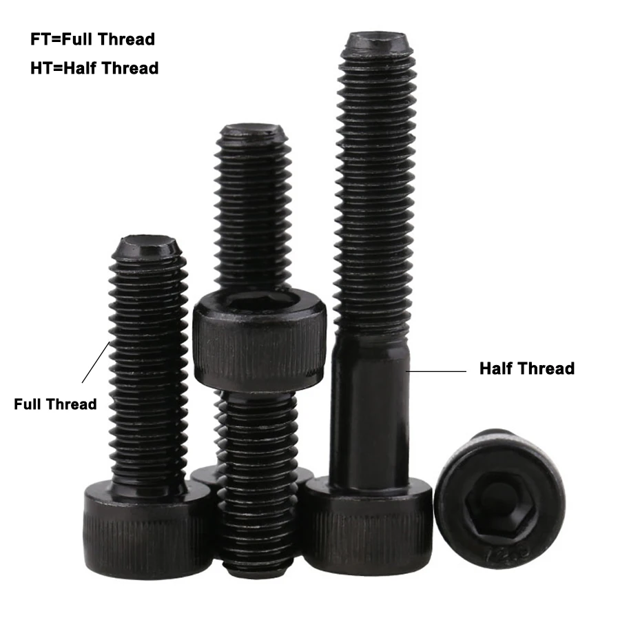 Hex Socket Head Cap Screw Bolts Metric Full Thread & Half Thread DIN912 M10 M12 Black Grade 12.9 Carbon Steel  Length 16-130mm